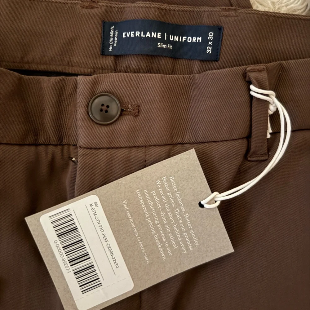 Everlane Men's Slim Fit Uniform Brown Chinos NWT - Picture 4 of 6
